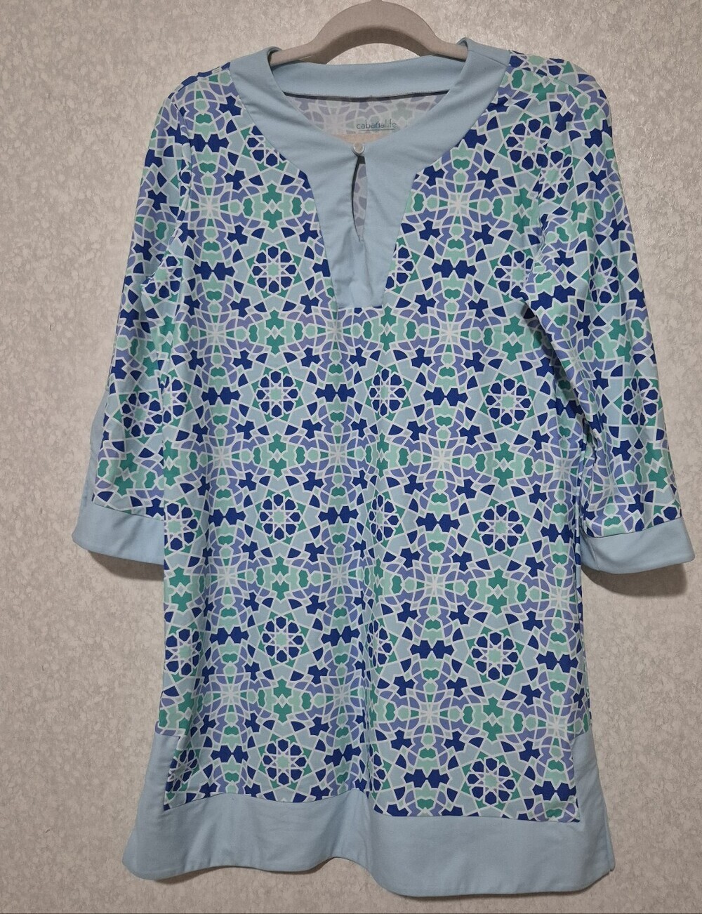 CABANALIFE Light Blue Patterned Women’s Tunic  Dress...Size:L